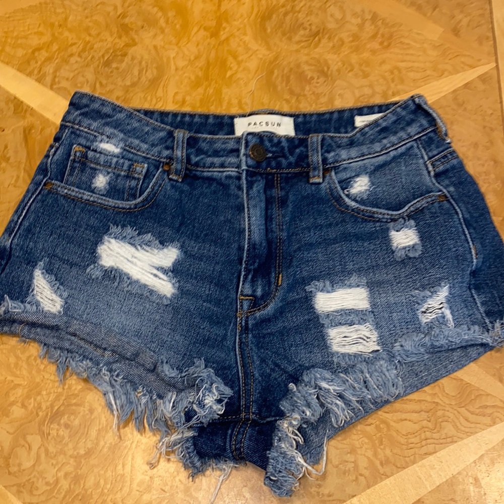 PacSun High Rise Festival Distressed Short Cut Off Denim Shorts Size 26